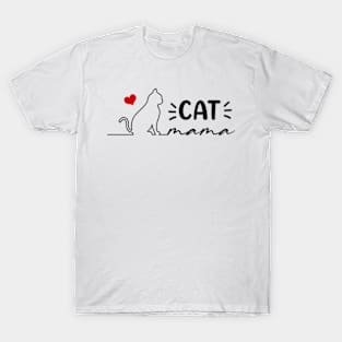 Cat Mama, Cat Mom, Cat Outline, Cat Lover T-Shirt